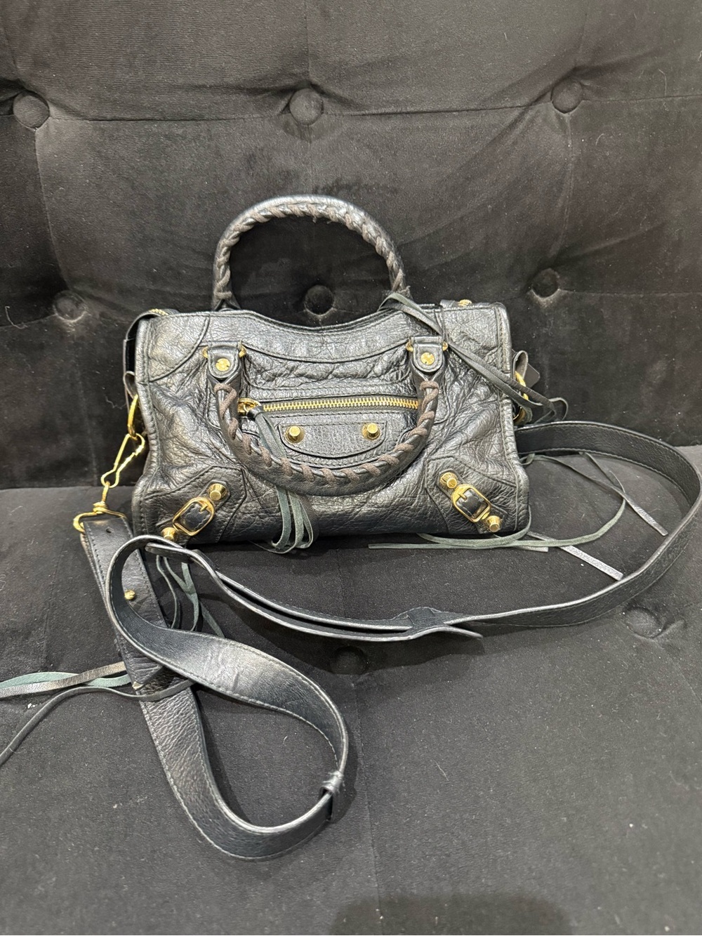 Balenciaga Black Leather Citi mini